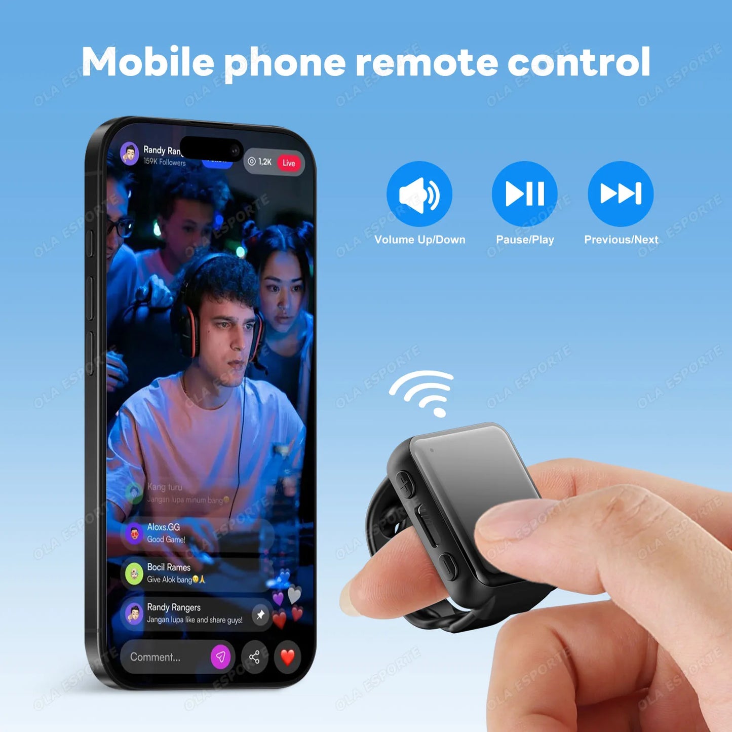 Bluetooth Fingertip Ring Remote – Selfie & Page Turner