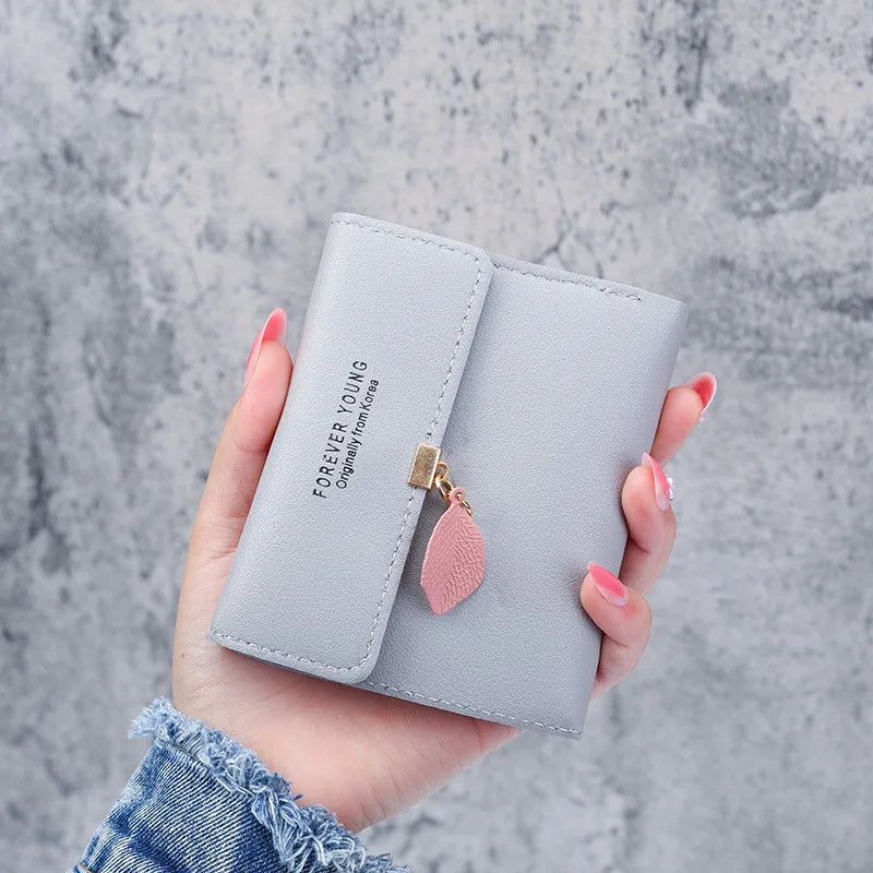 Korean Tri-Fold Ladies Wallet | PU Coin Purse & Money Clip