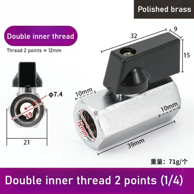 Mini Polished Copper Ball Valve PT1/8–1/2 | Water & Gas Pipe