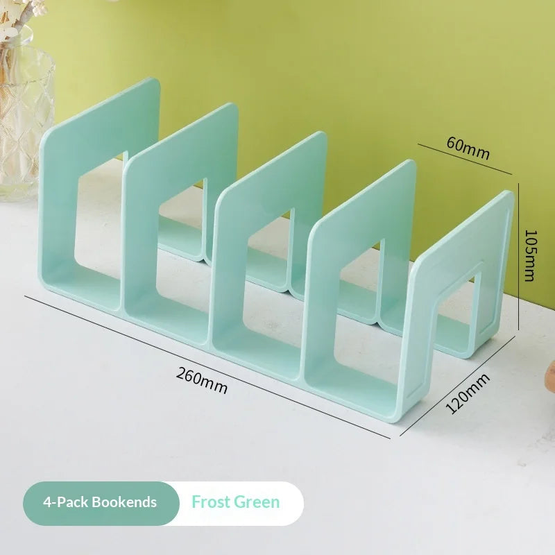 Modern Transparent Acrylic Bookend Desk Organizer for Student Dorm Lightweight Stackable Clear File Holder Desk Organization Peaceful Pleasures Health and Wellness Green