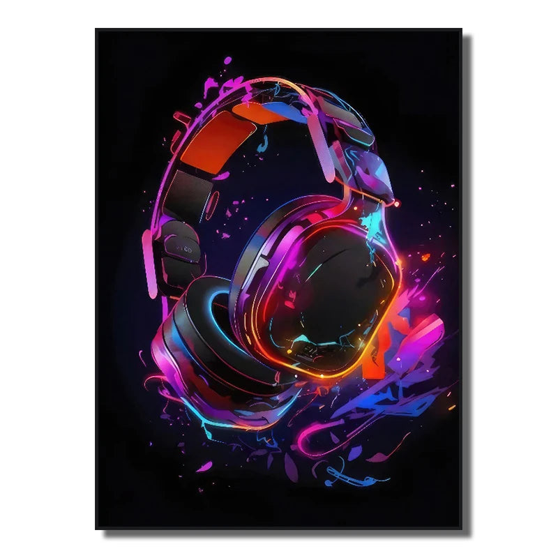 Neon Red Video Game Character Canvas Wall Art | Unframed Poster
