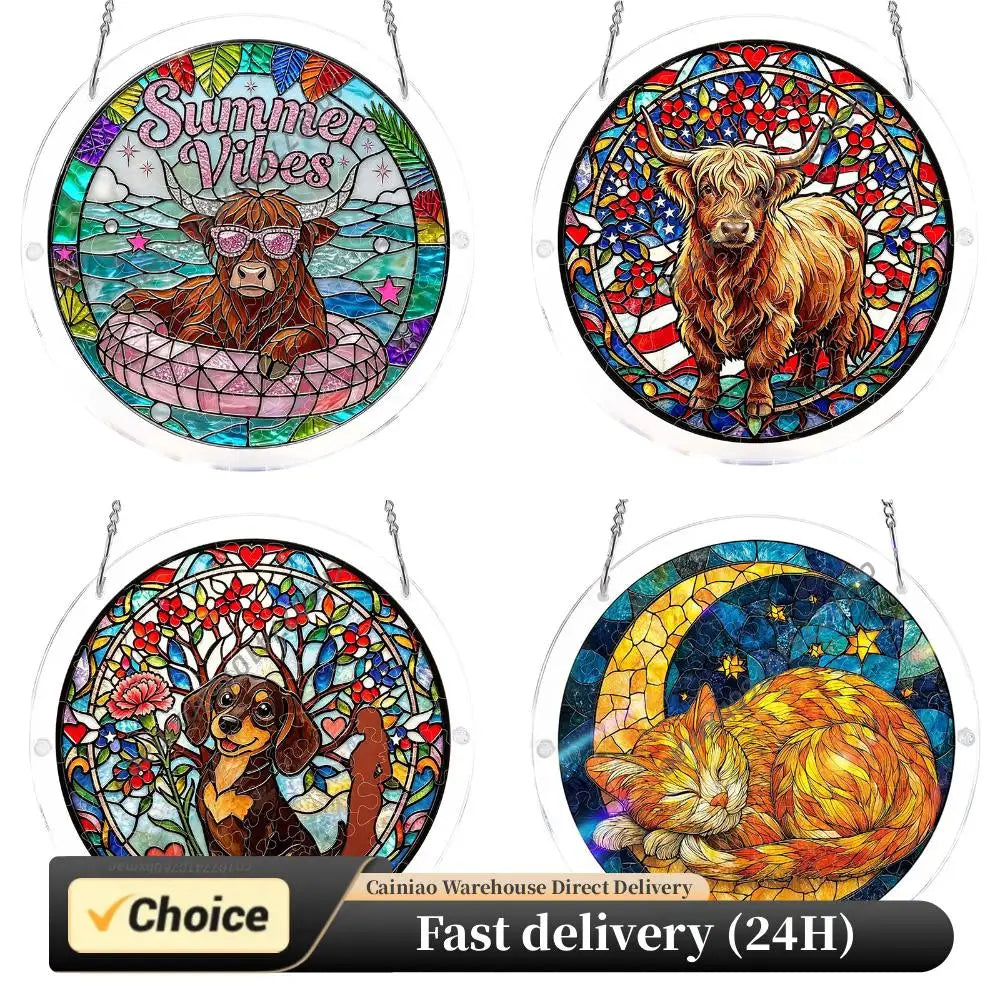 Animal Acrylic Jigsaw Puzzle Suncatcher Window Hanging Crafts DIY Puzzle Suncatcher Home Decor for Apartment Living Room Bedroom Peaceful Pleasures Health and Wellness