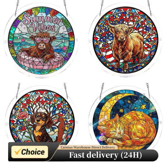 Animal Acrylic Jigsaw Puzzle Suncatcher Window Hanging Crafts DIY Puzzle Suncatcher Home Decor for Apartment Living Room Bedroom Peaceful Pleasures Health and Wellness