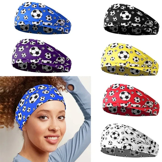 Women's Soccer Print Sports Headband | Elastic Sweatband Sports Headband Peaceful Pleasures Health and Wellness