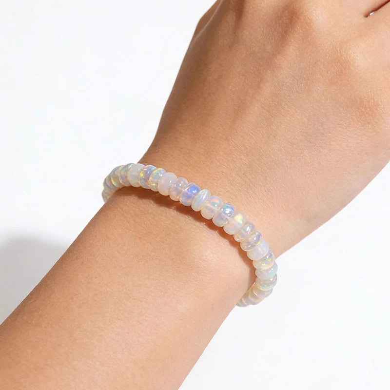 Elegant Opal Stretch Bracelet | Natural Gemstone Gift for Women