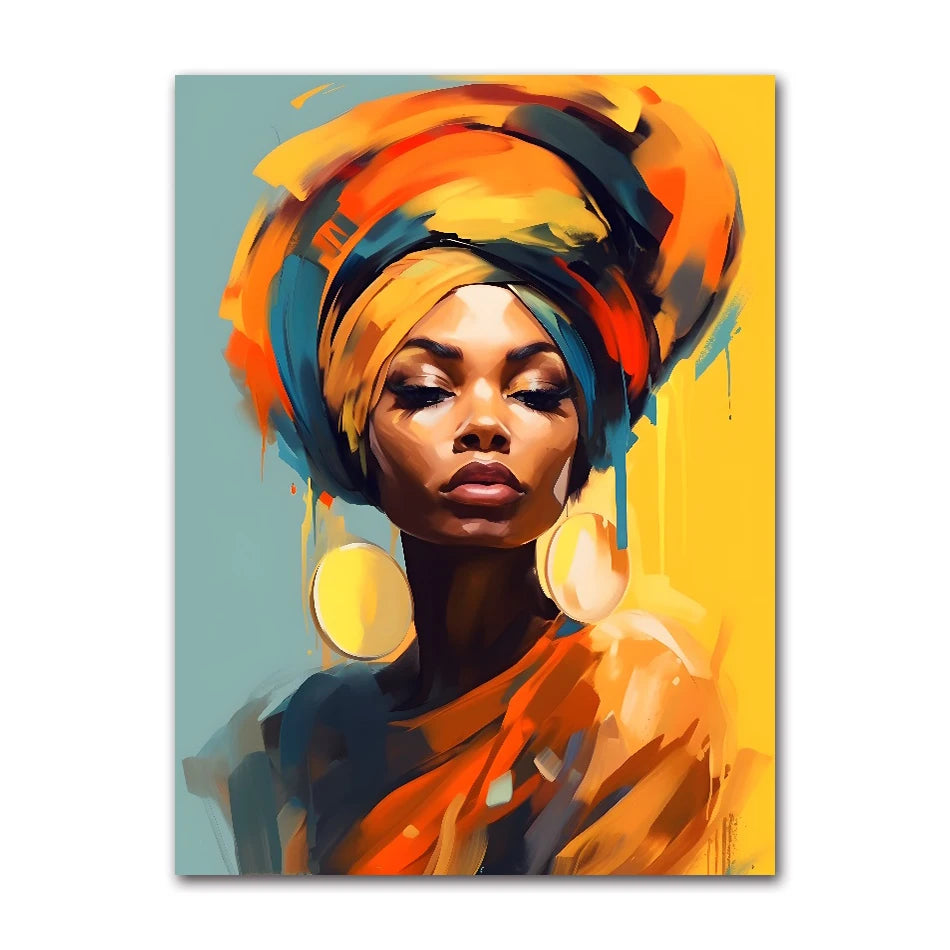 African Beauty Girl Canvas Wall Art | Modern Scandinavian Poster
