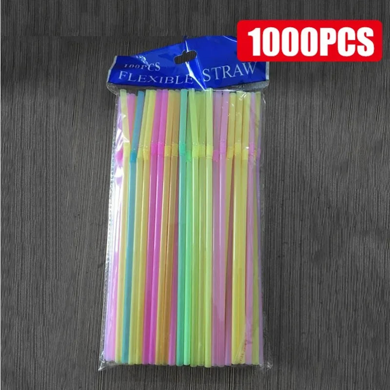 100Pcs Colorful Bendable Drinking Straws | Party, Bar & Milk Tea