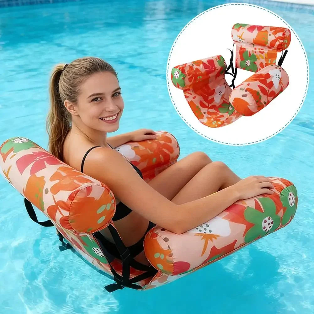 Portable Foldable Inflatable Water Hammock, Comfortable Pool Lounge Chair, Heavy-Duty Floating Recliner Bed for Adults Swimming Peaceful Pleasures Health and Wellness