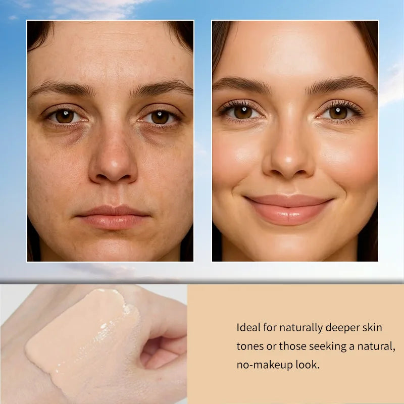 Tinted Sunscreen-Instant Glass Skin Glow BB Cream With SPF 50, Natural Glow,Waterproof, Warm Yellow Tone That Adapts To Skin Peaceful Pleasures Health and Wellness