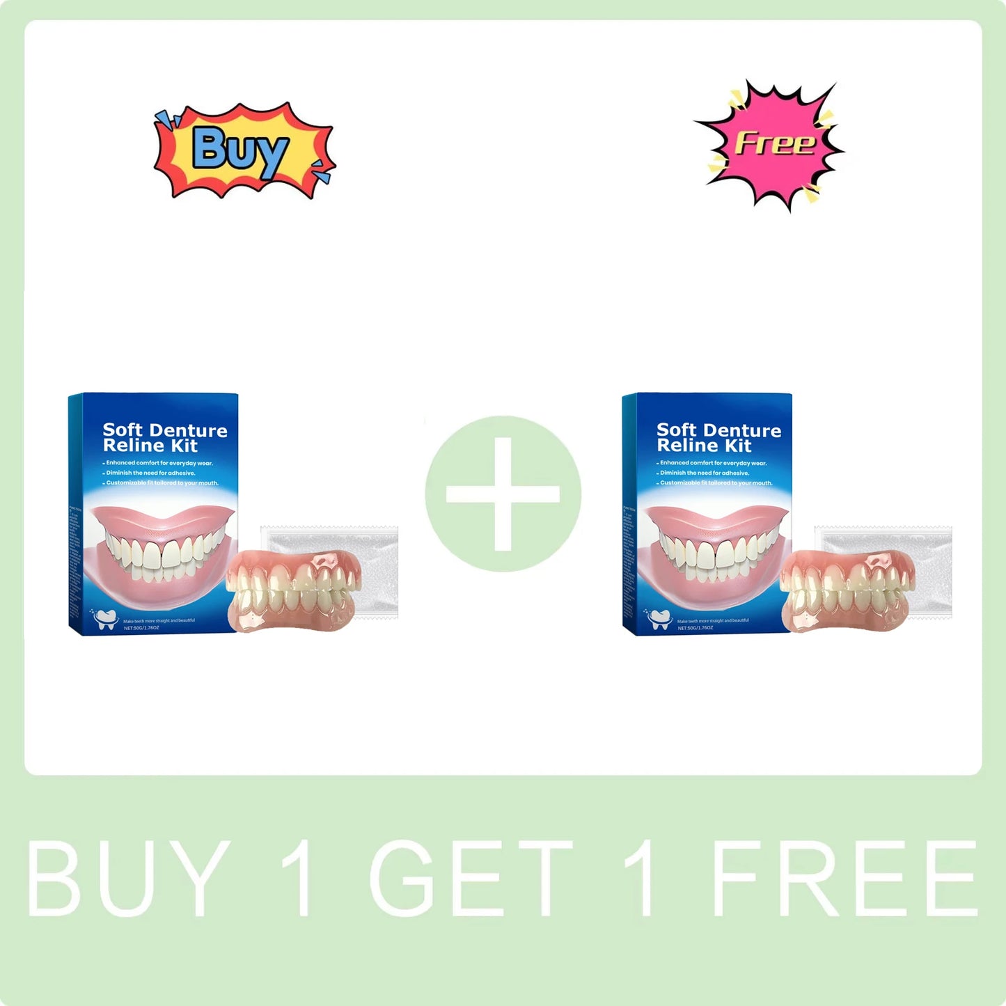 Denture Reline Kit Silicone Liners Soft Denture Braces Silicone Whitening Teeth Cover Teeth Bracesc Comfortable Teeth Peaceful Pleasures Health and Wellness Buy 1 Get 1 Free