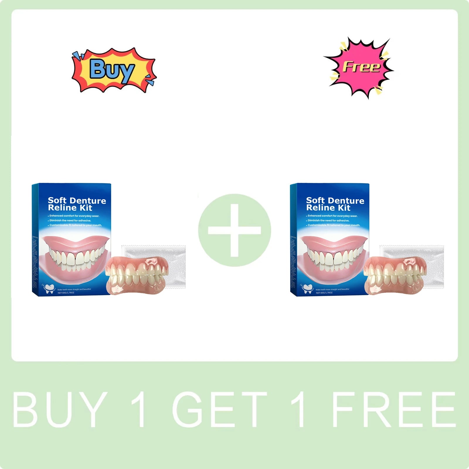 Denture Reline Kit Silicone Liners Soft Denture Braces Silicone Whitening Teeth Cover Teeth Bracesc Comfortable Teeth Peaceful Pleasures Health and Wellness Buy 1 Get 1 Free