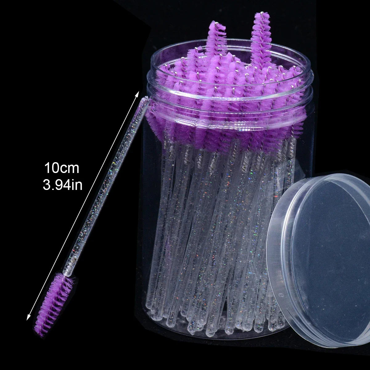 50pc Disposable Mascara Wands & Spoolie Brushes in Bottle