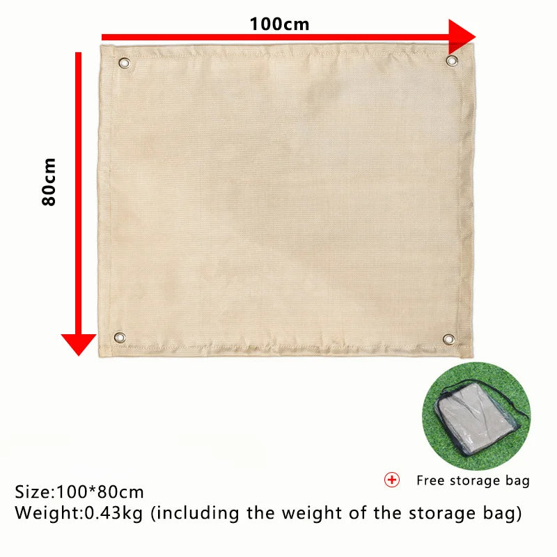 Fireproof Fiberglass Blanket Mat for Camping, BBQ & Fire Pit Fireproof Insulation Mat Peaceful Pleasures Health and Wellness 100x80cm