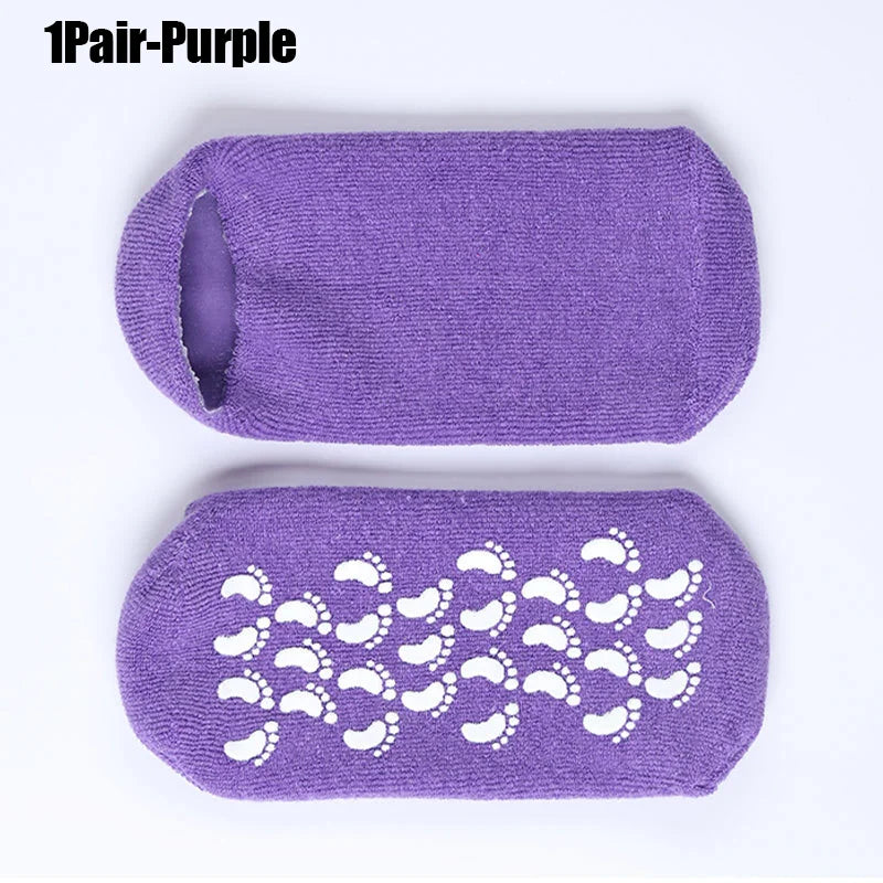 One Pair Gel Sock Socks For Softening Dry Cracked Rough Feet Skins Washable And Reusable Reduce Cracked Skin Socks Peaceful Pleasures Health and Wellness Purple