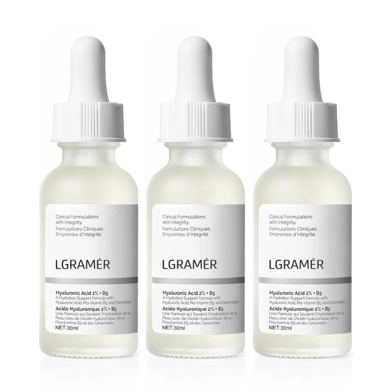 2% Hyaluronic Acid + B5 Serum with Ceramide Multivitamin Moisturizing Essence 30ml Soft Smooth Skin Facial Care Liquid Peaceful Pleasures Health and Wellness 30ml-3pcs