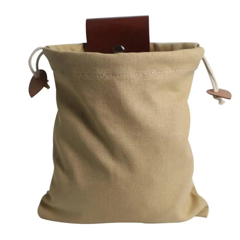 PU Leather Canvas Drawstring Belt Pouch | Outdoor Waist Bag