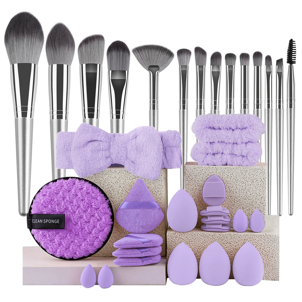 RUNTOIN 14pc & 34pc Professional Makeup Brush Set | Travel Kit