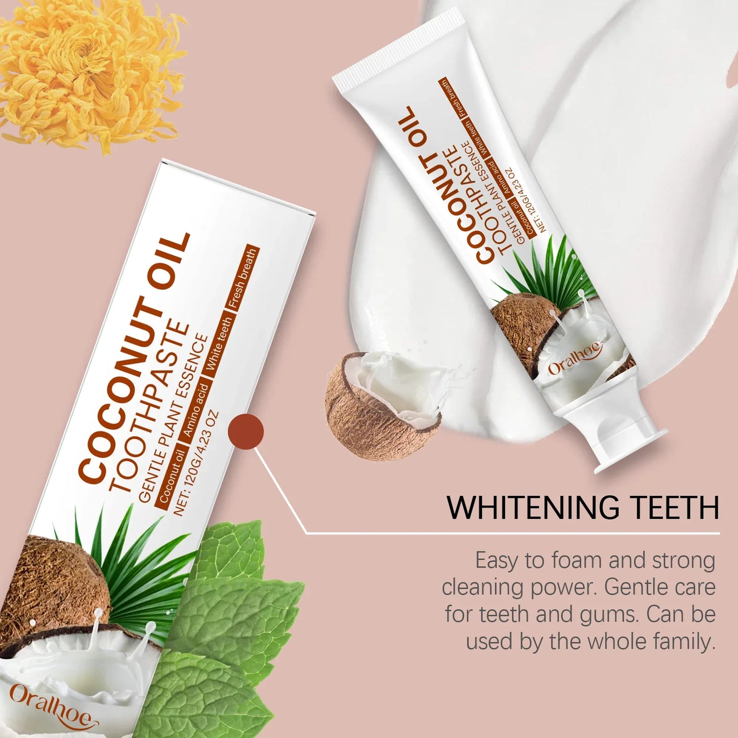 Coconut Oil Whitening Toothpaste – Stain & Tartar Care | Oralhoe
