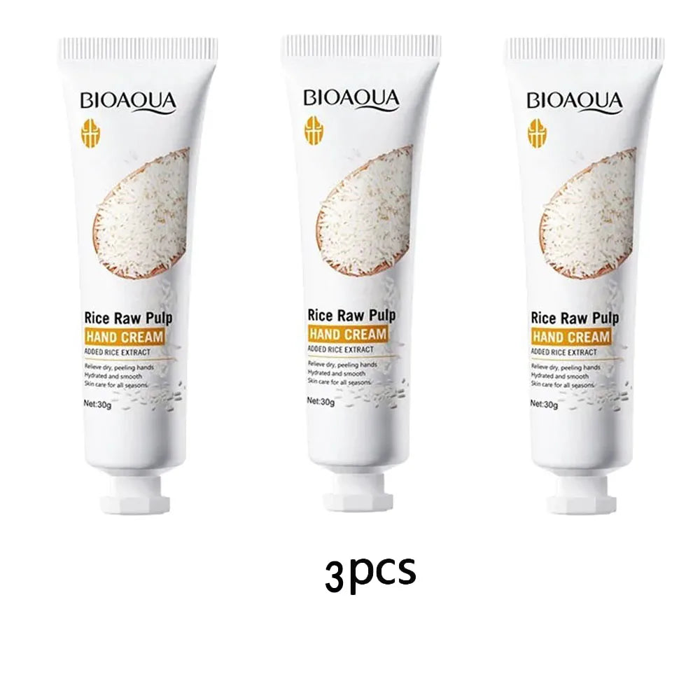 Rice Hand Cream Volumizing Rejuvenating Nourishing Moisturizing Refreshing Non-Greasy Hand Care Cream 30g Peaceful Pleasures Health and Wellness 3pcs