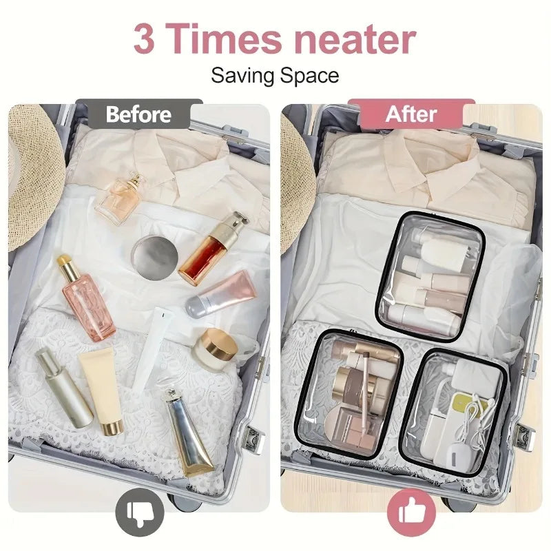 Large Transparent Travel Cosmetic Bag – Waterproof PVC Organizer