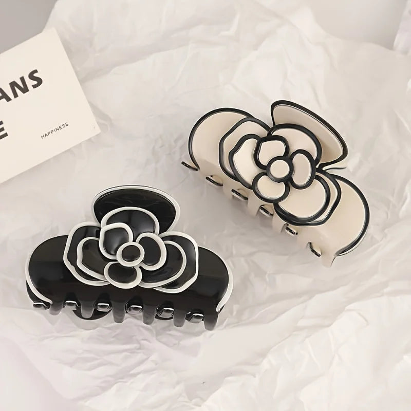 Elegant Black & White Camellia Hairpin – Butterfly Design Hair Pin Peaceful Pleasures Health and Wellness