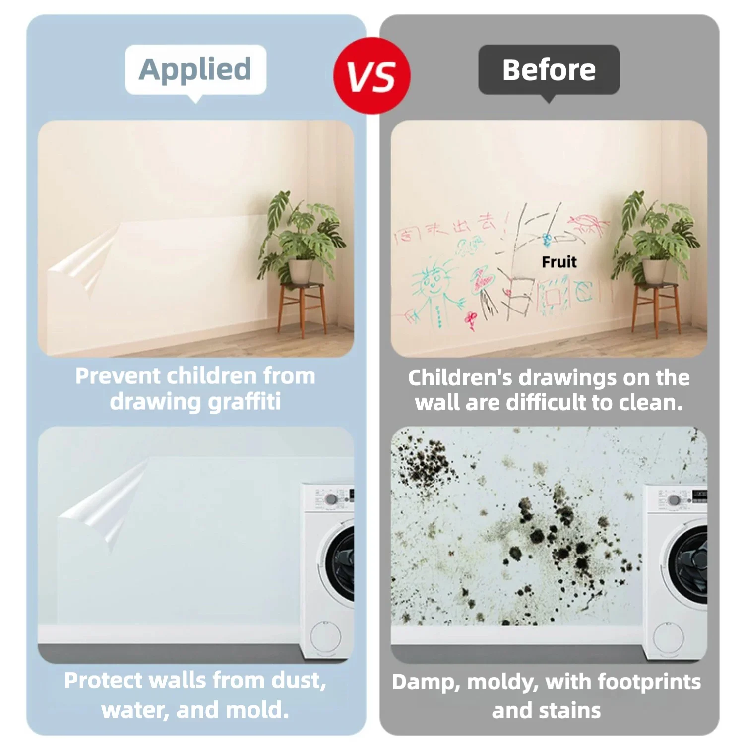 45-90cm Transparent Wall Protective Film Stickers Kitchen Oil-Proof Sticker Electrostatic Protection Paper Waterproof Wallpaper Peaceful Pleasures Health and Wellness
