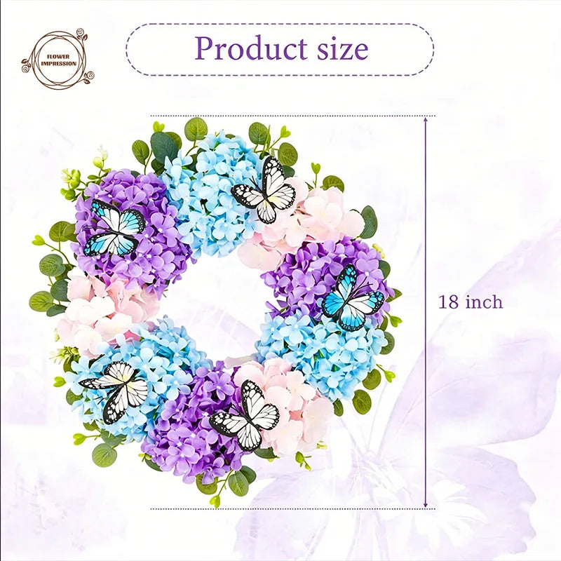 18" Purple Butterfly Spring Wreath – Indoor & Outdoor Floral Decor