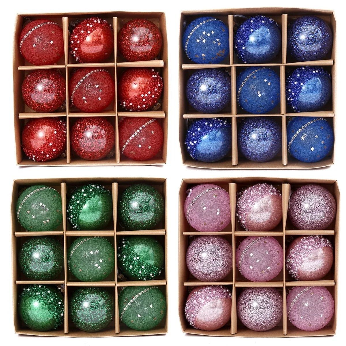 Christmas Ball Ornaments Set of 9 | Classic Indoor & Outdoor Decor