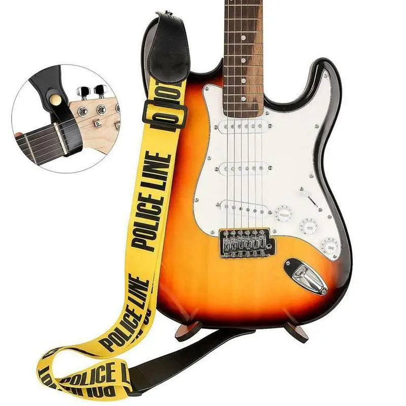 Yellow Adjustable Polyester Guitar Belt Strap PU Leather Ends