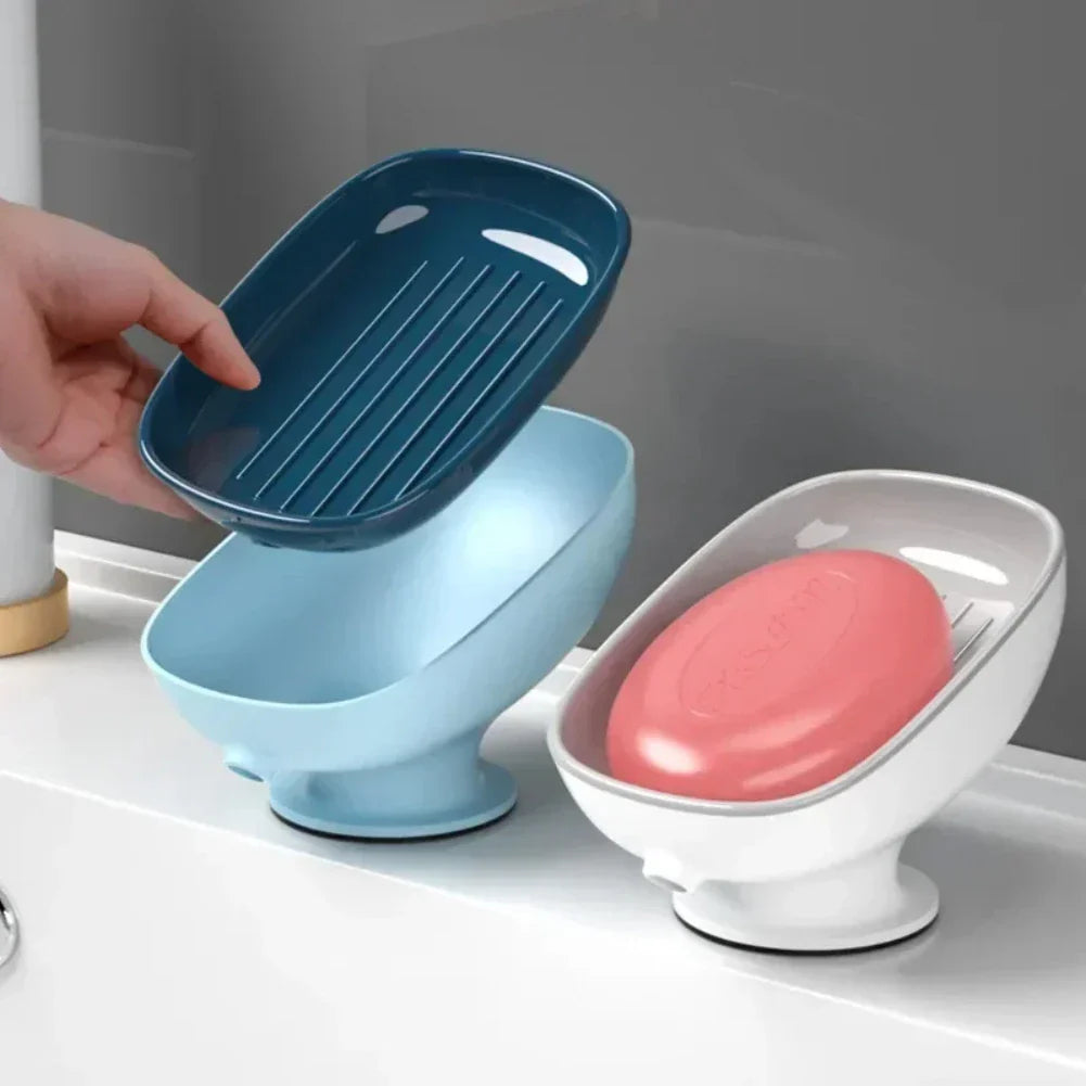 Suction Cup Soap Dish with Drainage | Bathroom & Kitchen