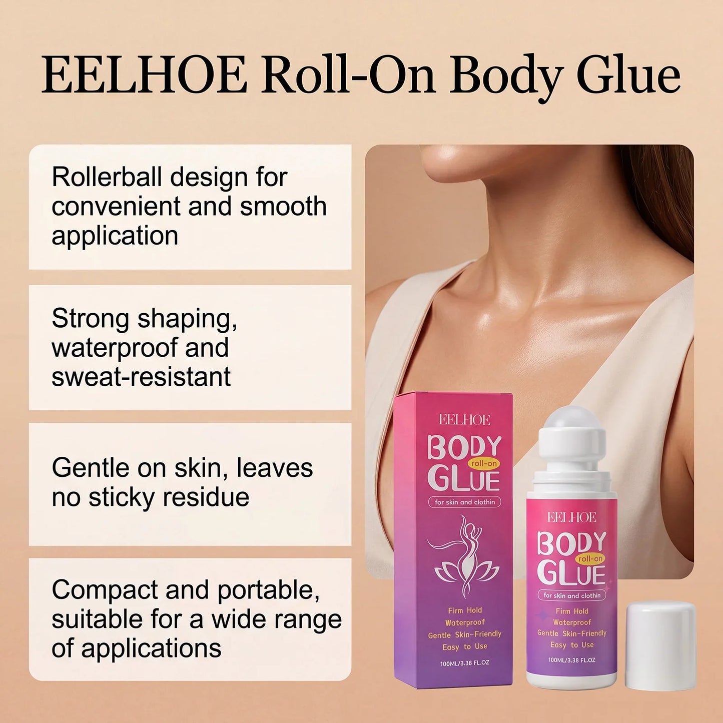 Roller Ball Body Glue – Moisturizing & Non-Sticky | 100ml