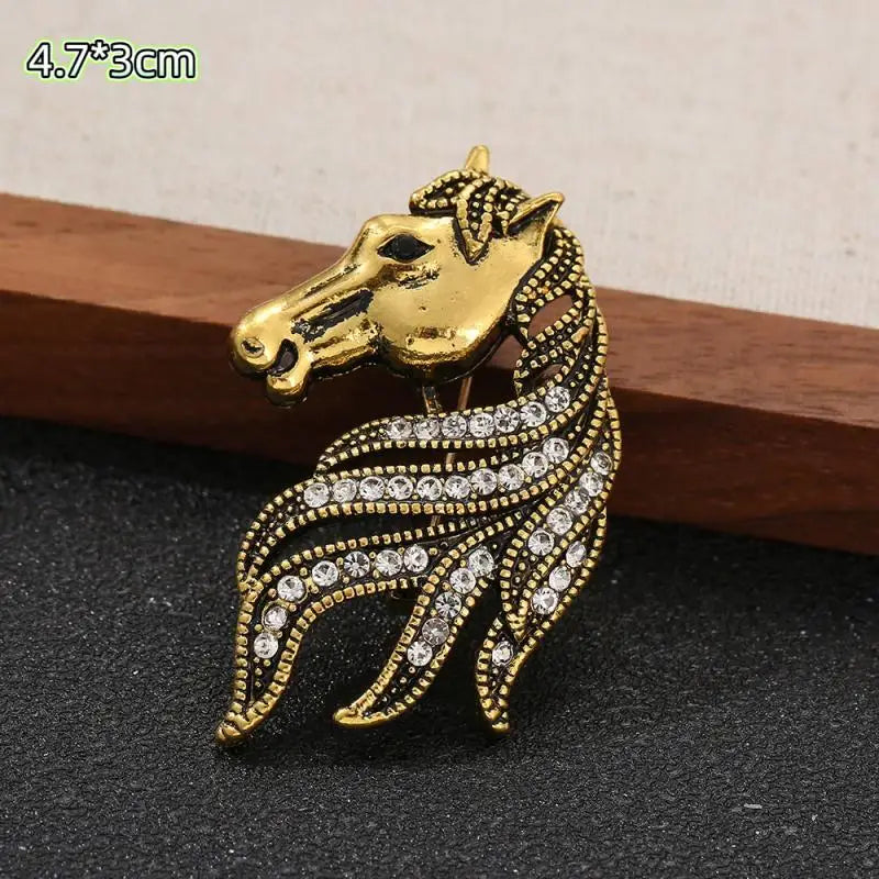 Enamel Horse Brooch | Vintage Zodiac Lapel Pin for Men & Women