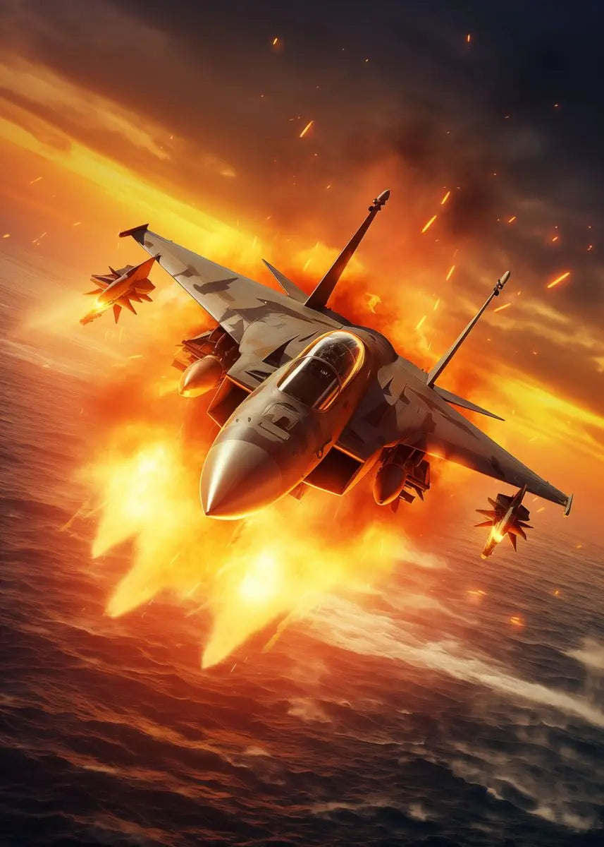 Military Fighter Jet Canvas Wall Art | Aviation Poster Decor