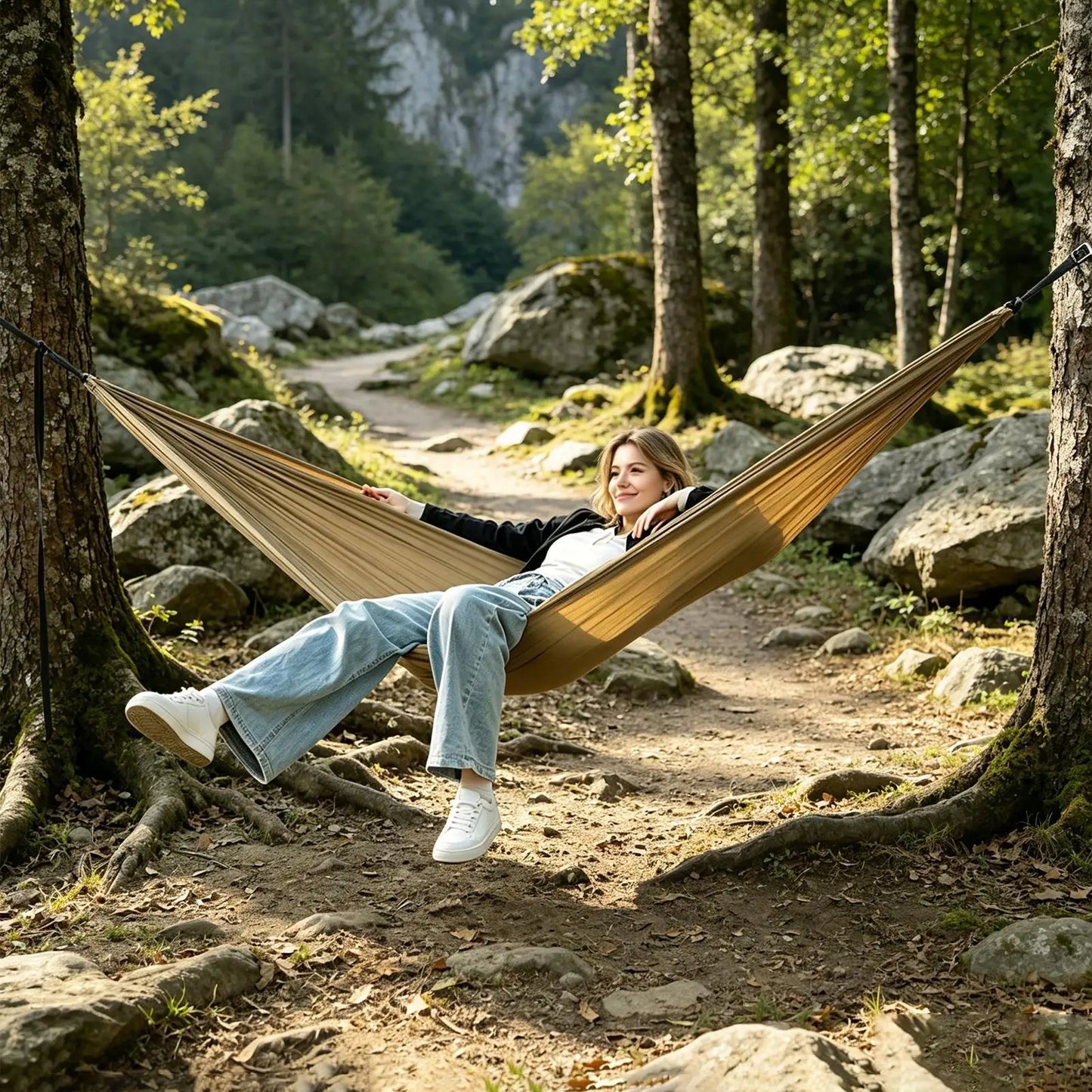 Double Hammock Lightweight Portable Anti-Tip Swing for 2