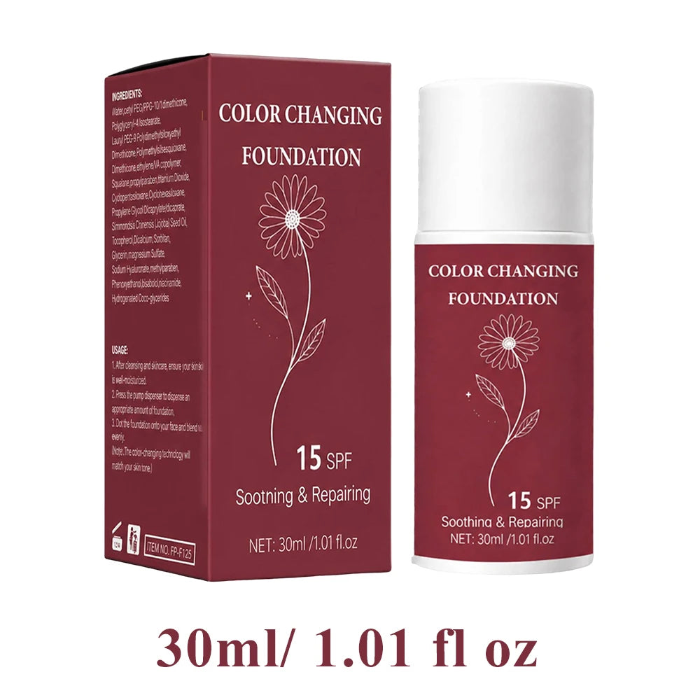 Color Changing Foundation, Brightens Skin Tone Cream for Women, with SPF 50, Deep Hydration, Medium to Full Coverage Cream, 30ML Peaceful Pleasures Health and Wellness Foundation