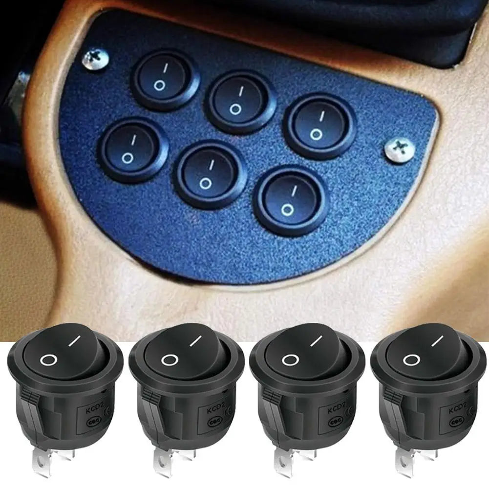 12V Round Rocker Switch AC 6A/250V 10A/125V SPST 2 Pin 2 Position On Off Toggle Switch For Car Boat Automotive RV Black Peaceful Pleasures Health and Wellness