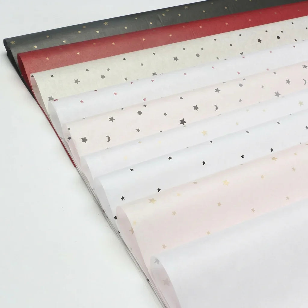 20-Sheet Foil Star Moon Floral Wrapping Paper 50×70cm