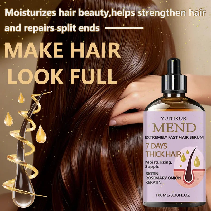 YUITIKUE MEND Hair Serum | 7 Days Thickening Formula | With Biotin, Rosemary, Onion & Keratin For Moisturized Supple Hair 100ml Peaceful Pleasures Health and Wellness