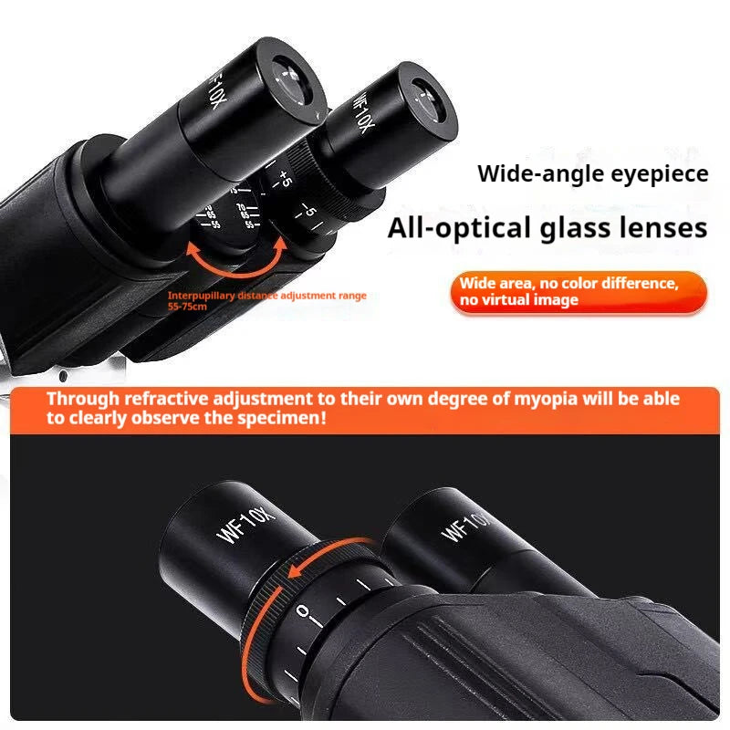 Three Eye Biological Microscope, Professional Level Optical and Electronic Laboratory, Specialized for Aquaculture Peaceful Pleasures Health and Wellness