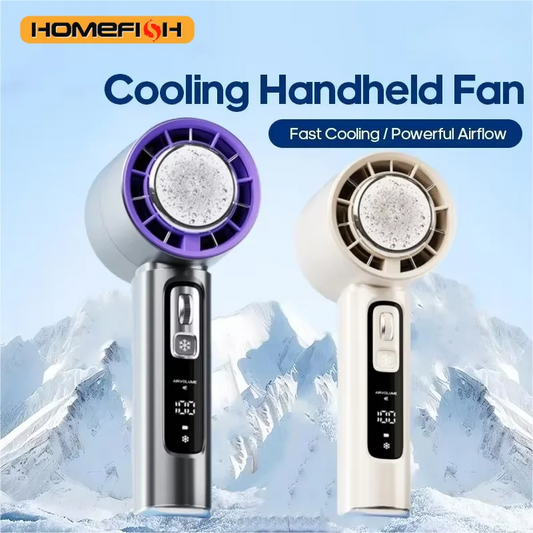 HOMEFISH New Semiconductor Refrigeration High-speed Handheld Electric Fan 4000mAh USB Portable Rechargeable Outdoor Small Fan Peaceful Pleasures Health and Wellness