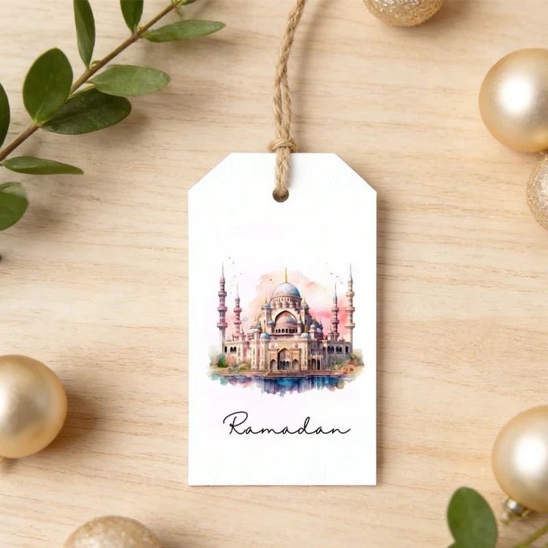Ramadan Eid Hangtags Moon Mosque Diamond Gift Tags – 10 Pcs Celebration Gift Tags Peaceful Pleasures Health and Wellness