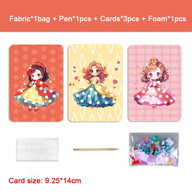 Creative Princess Puzzle Puncture Painting Board Pens Fabric Craft