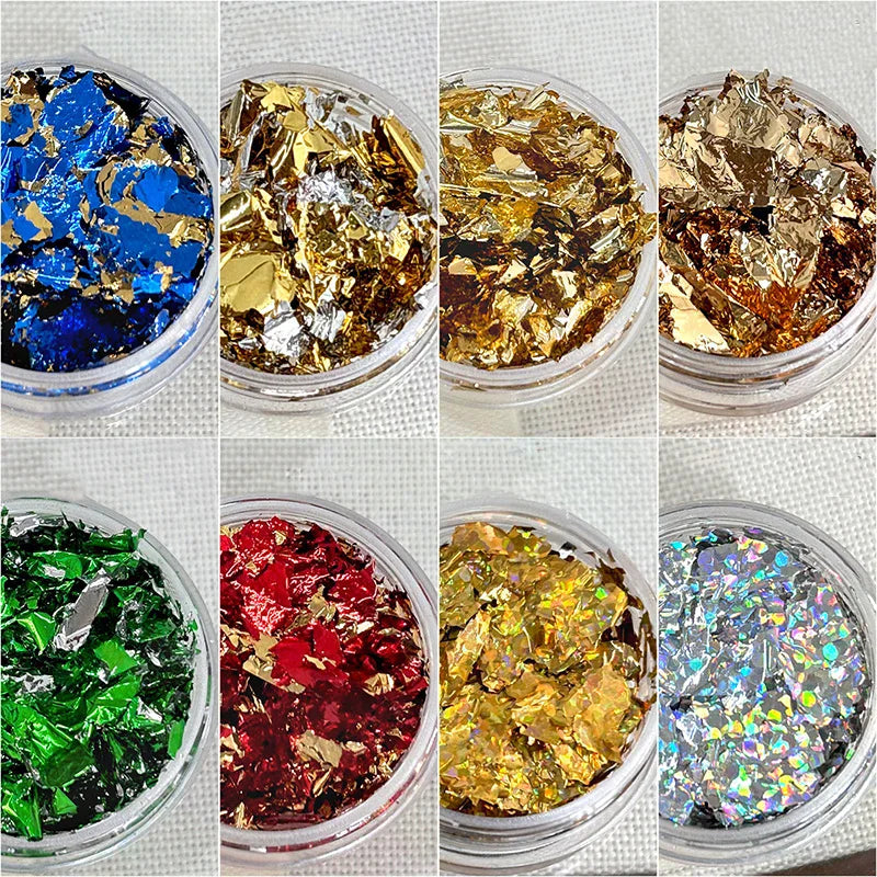 1Box Gold Foil Fragment Nail Glitter For DIY Nails Sticker Art Nail Decorations Multi Color Gold Leaf Flakes Peaceful Pleasures Health and Wellness