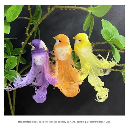 Artificial Feather Birds with Clip Set of 6 – Home & Wedding Decor Decorative Bird Ornaments Oasis Select