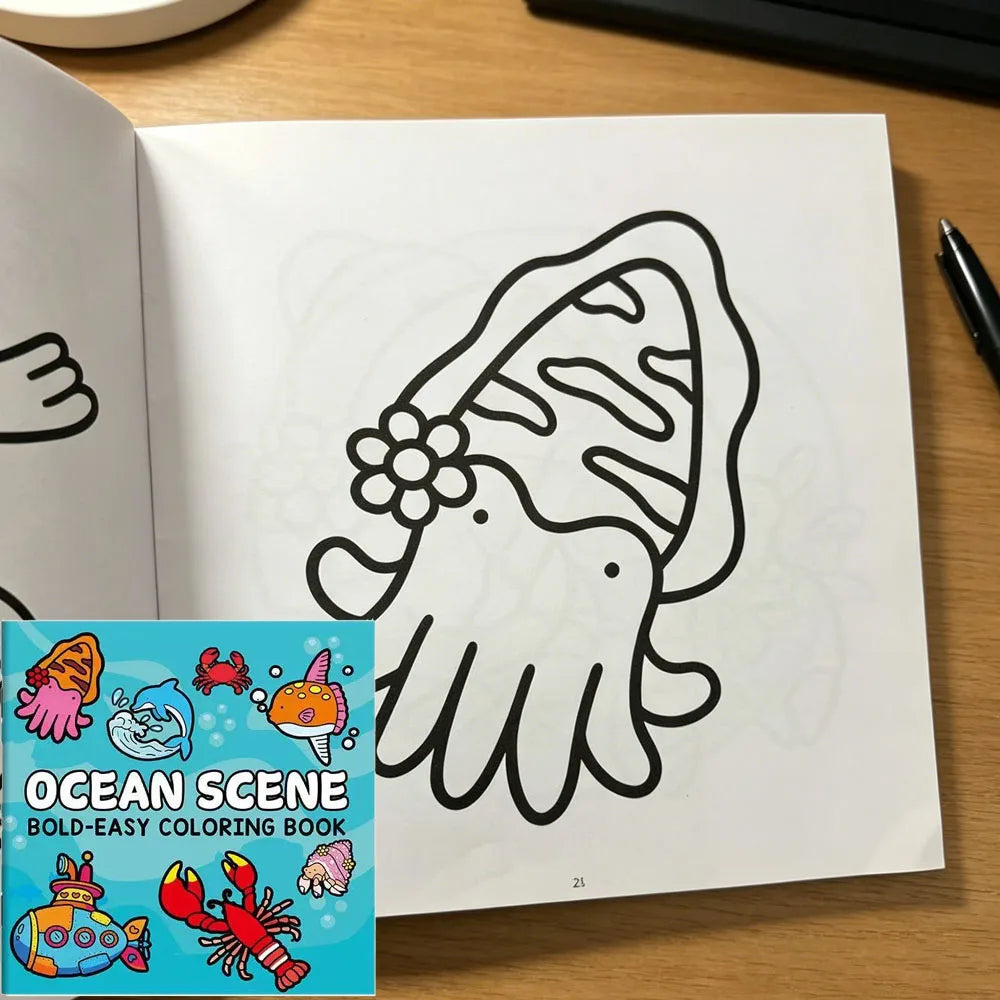 24 Pages Ocean Animal Coloring Book Bold Line Easy Fun Sea Creature
