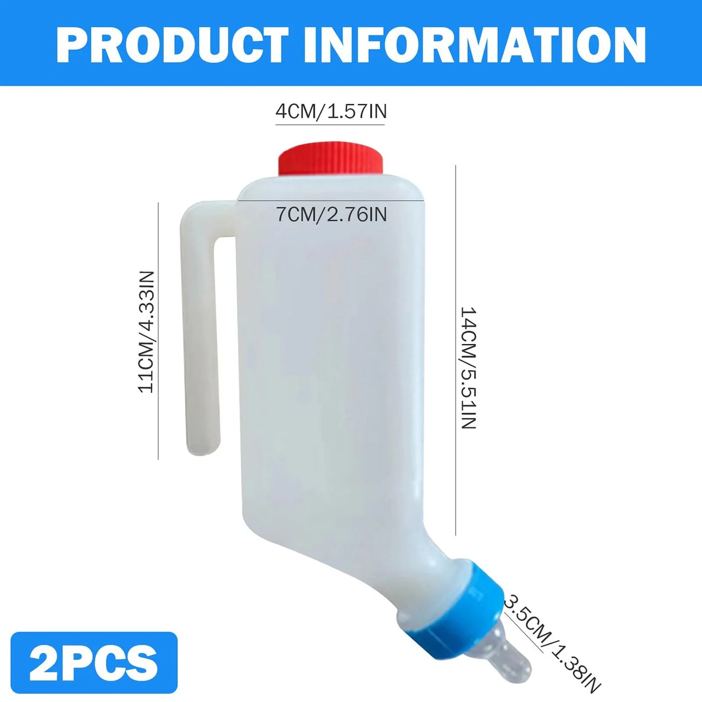 800ml Hanging Lamb & Calf Feeding Bottle with Scale – 2 Pack