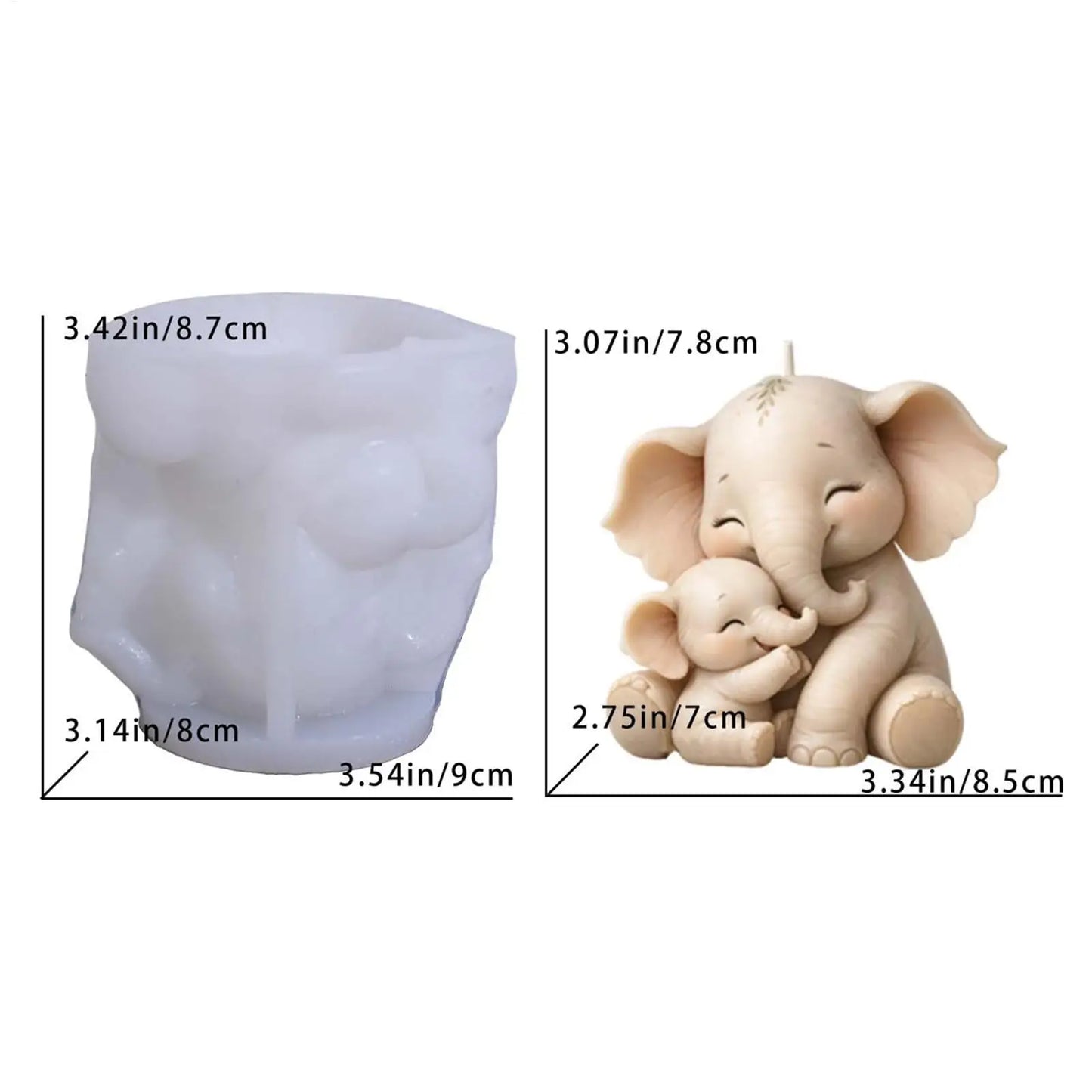 Elepahant Silicone Candle Mold 3D Cute Silicone Mom And Kid Home Decor Animal Casting Mold For Thanksgiving Holiday Birthday Peaceful Pleasures Health and Wellness