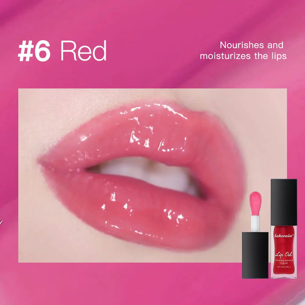 Glow Reviver Lip Oil Nourishing Tinted Lip Oil Moisturizing Honey Lip Gross Mirror Hydrating Lips Care Makeup Cosmetics Peaceful Pleasures Health and Wellness 6Red