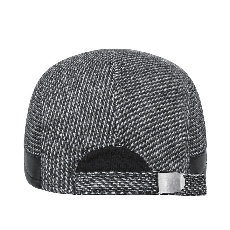 1pc Men's Autumn Winter Fleece-lined Newsboy Cap, Casual Fashion Detective Hat/Painter Hat, Adjustable Tweed Beret Peaceful Pleasures Health and Wellness