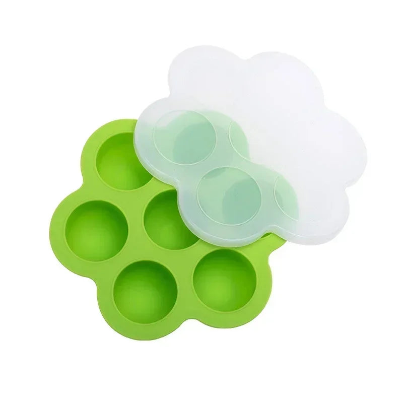 Silicone 7-Hole Egg Bite Mold with Lid | BPA-Free Food Tray Silicone Baking Mold Peaceful Pleasures Health and Wellness Green